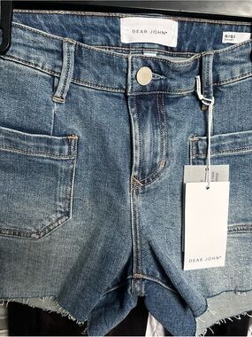 Dear John Light Blue Denim Shorts with Frayed Hem